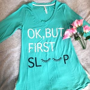 Love Peace Lounge Small Green Sleep Shirt